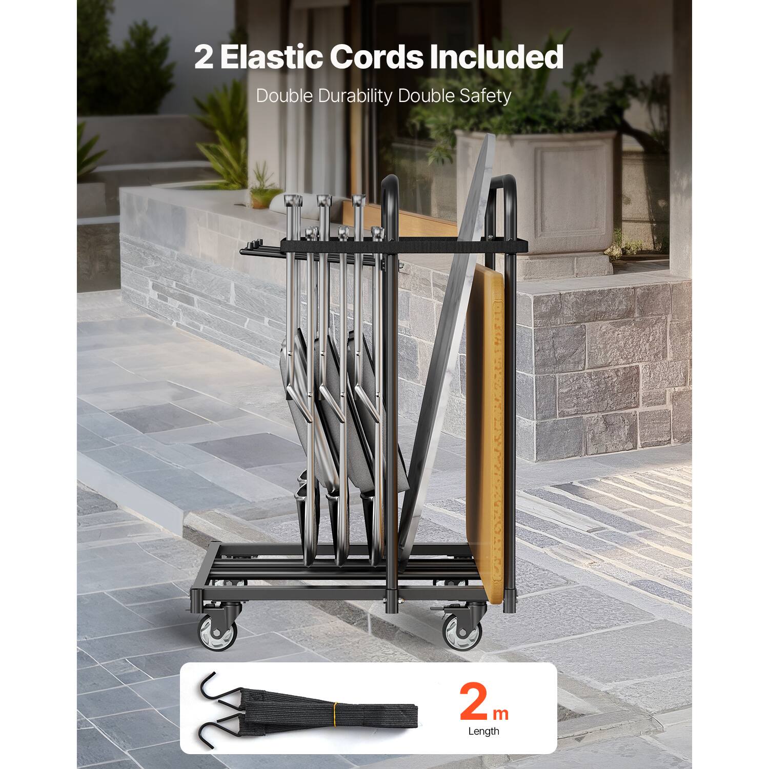 2 Elastic Cords Included  
Double Durability Double Safety  
2 m Length