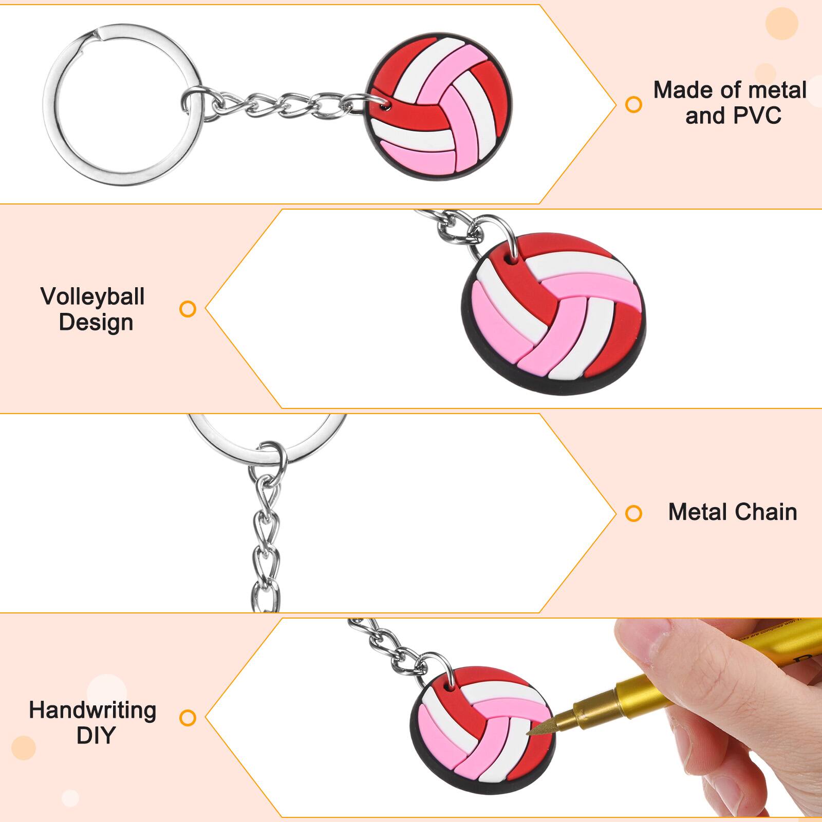 Made of metal and PVC  
Volleyball Design  
Metal Chain  
Handwriting DIY