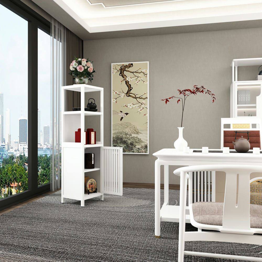 Alt View 10. Kadyn - A 52-foot-tall White linen tower bamboo storage cabinet, Suitable for main living spaces - White.