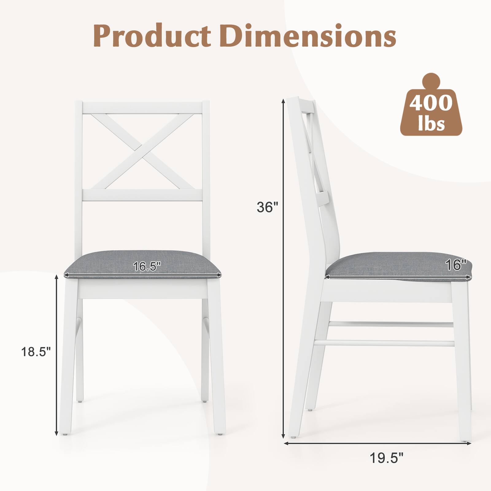 Product Dimensions

- 400 lbs
- 36"
- 16.5"
- 18.5"
- 16"
- 19.5"