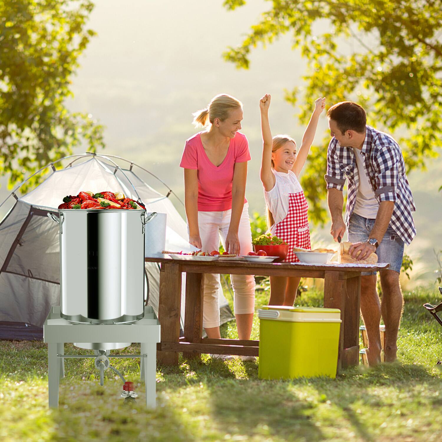 Alt View 1. FODINGHILL - 30 QT Stainless Steel Deep Turkey Fryer & Seafood Boiler - silver.