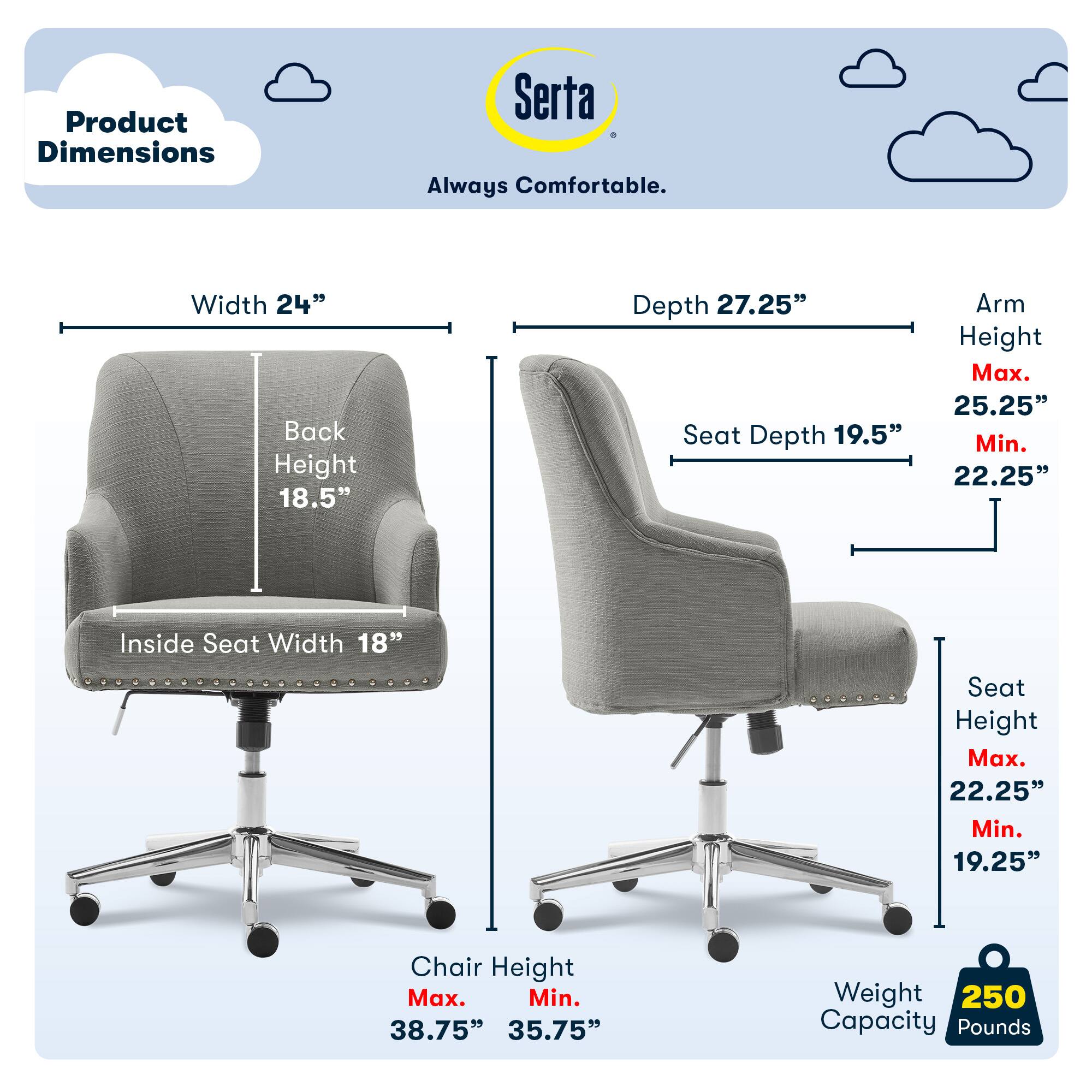 Serta – Leighton Modern Fabric & Memory Foam Home Office Chair – Soft Medium Gray Sansujyuku sansujyuku.com