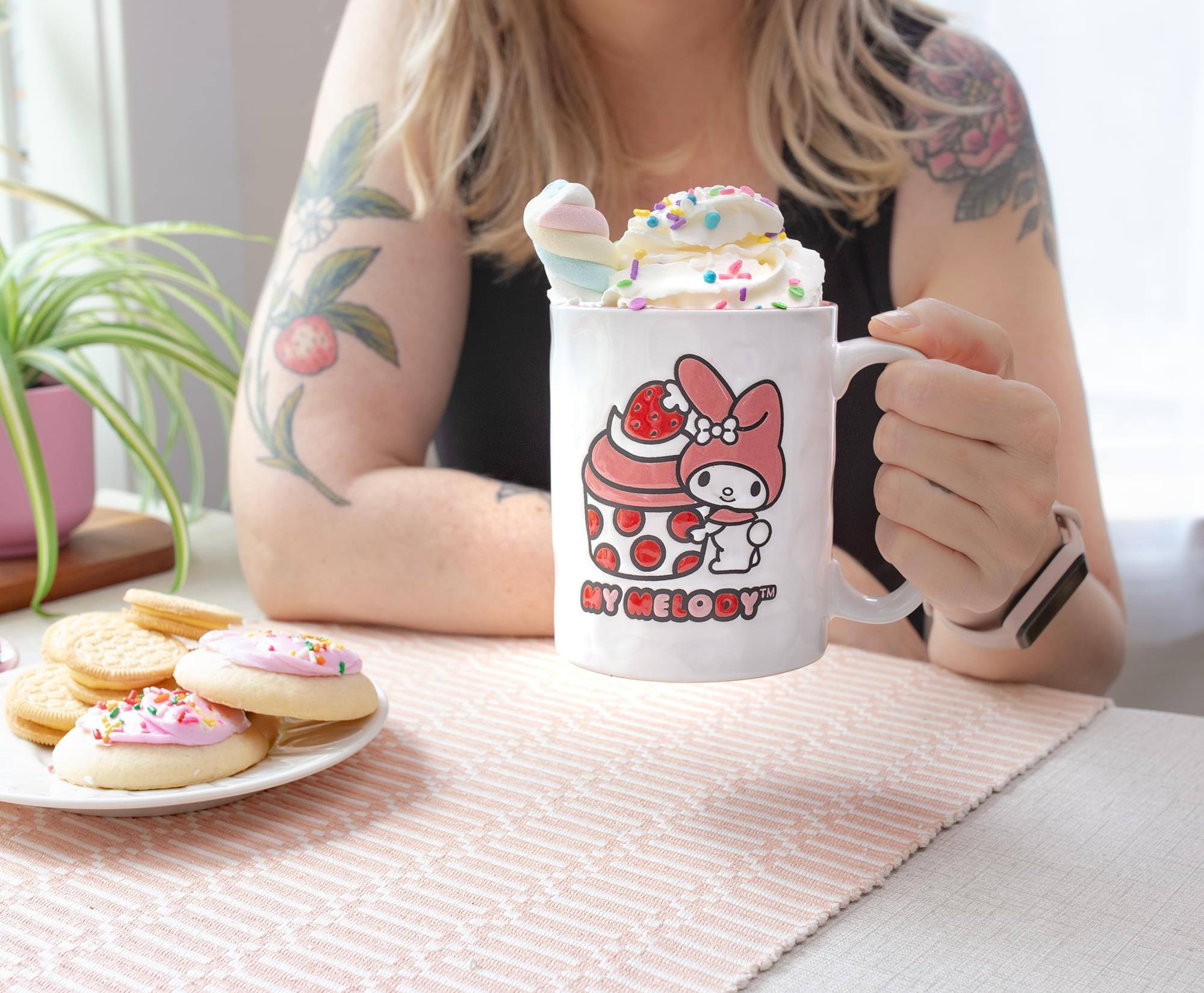 Alt View 4. Silver Buffalo - Sanrio My Melody Cupcake Wax-Resist Ceramic Pottery Mug | Holds 17 Ounces - White.
