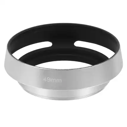 Front. Unique Bargains - 49mm Lens Hood, Universal Metal Hollow Curved Screw-in Vented Lens Hoods for Fujifilm for Pentax - Silver.