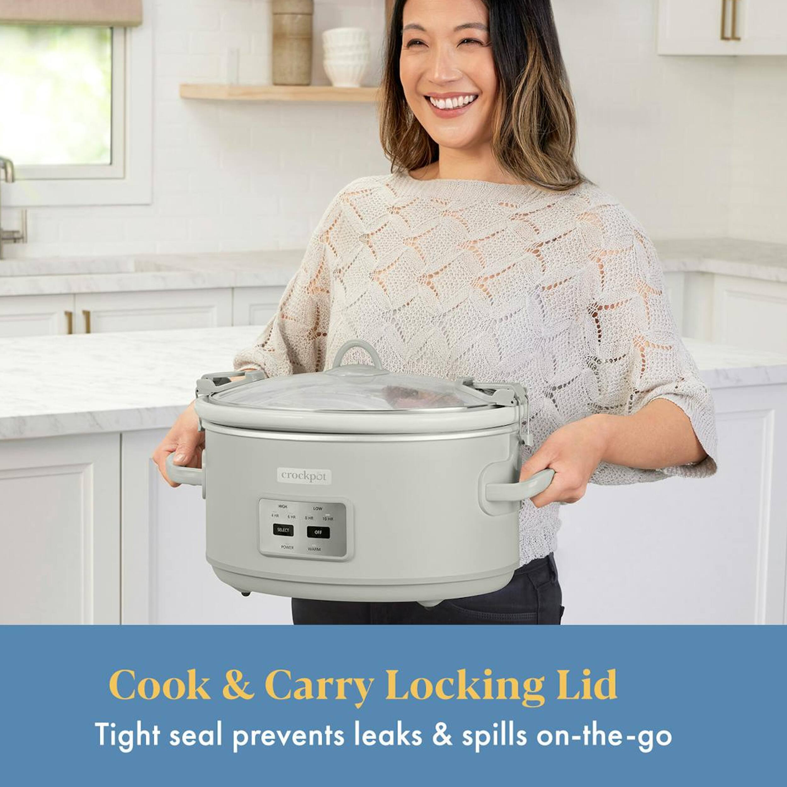 I crockpot - 1H - Cook & Carry Locking Lid Tight seal prevents leaks & spills on-the-go