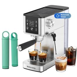 Waterdrop - MC-02C Semi-Automatic Espresso Machine, 20 Bar Pressure, Reduce TDS, EXTRA MCF-52-CW Filter - Silver