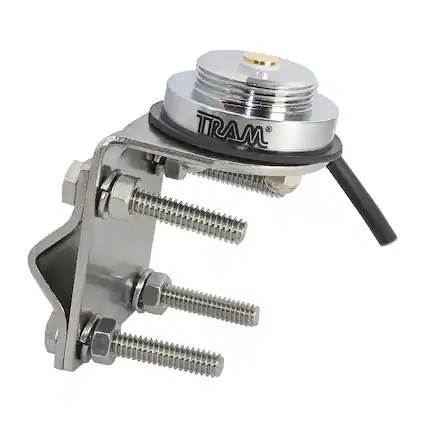 Front. Tram - Stainless Steel NMO Mirror Mount Single Groove, 17-Ft Coaxial Cable, PL-259 Connector - Steel.