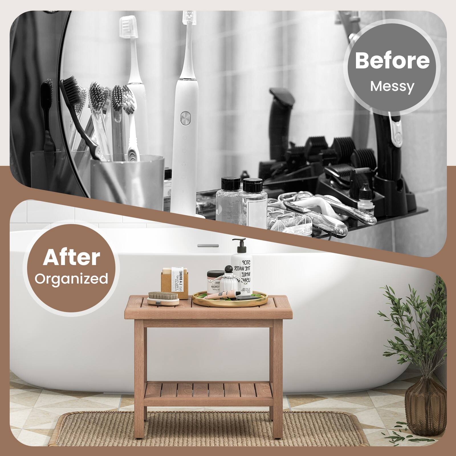 Before Messy After Organized