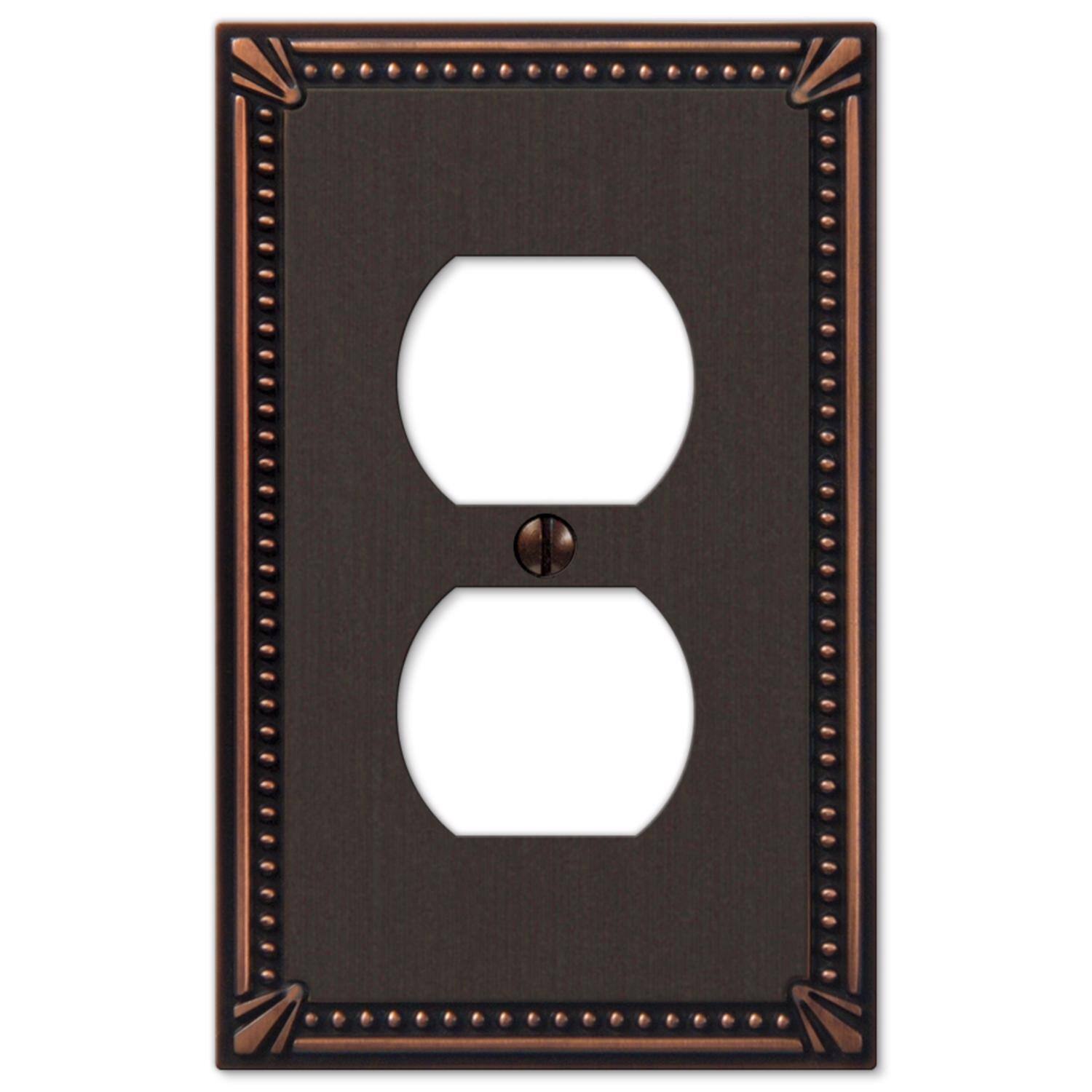 Angle. AMERELLE - Amerelle Imperial Bead Aged Bronze 1 gang Die-Cast Metal Duplex Wall Plate 1 pk - Bronze.