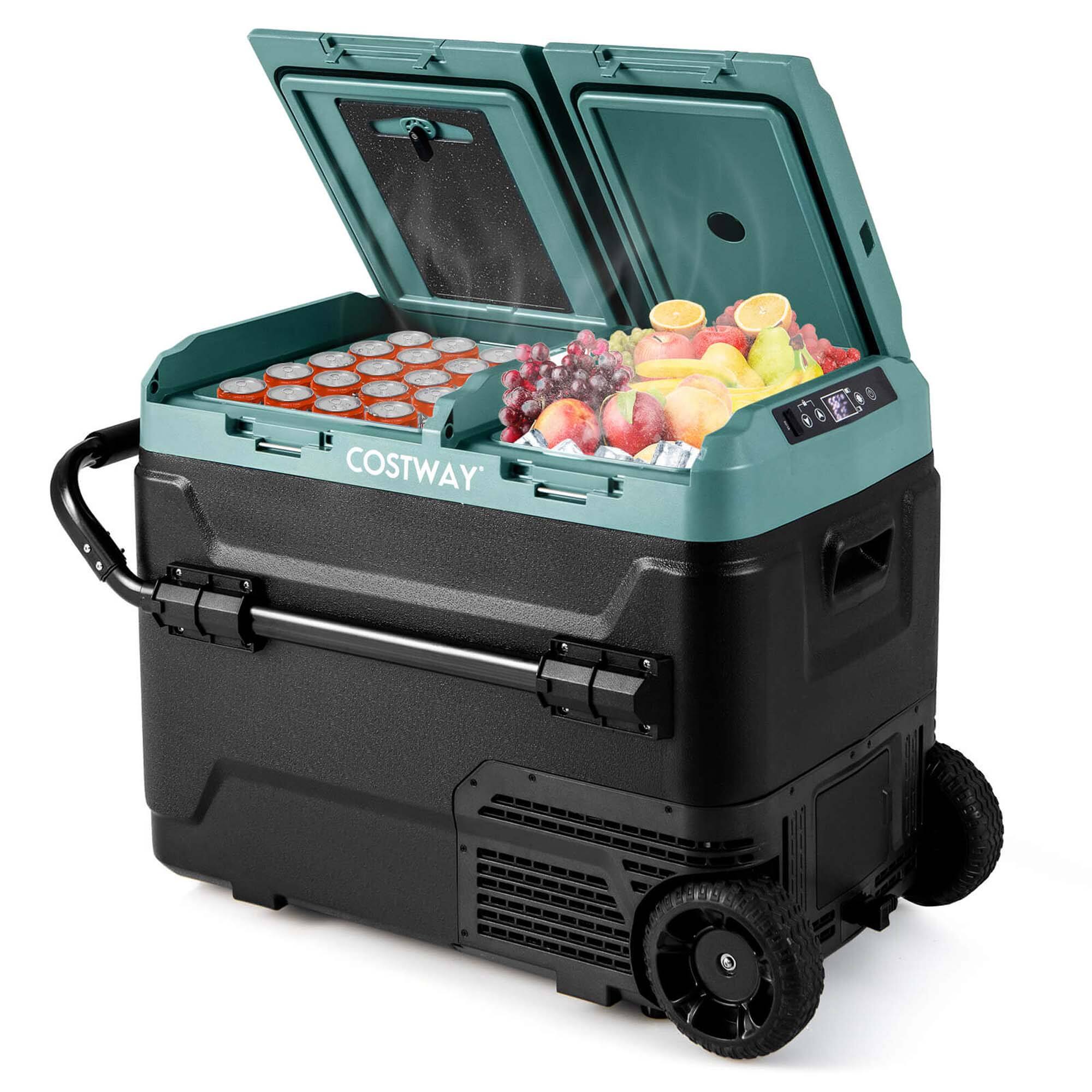 Alt View 20. Costway - Dual Zone 12V Car Refrigerator 53QT Portable Compressor Fridge Freezer (-4℉~68℉) for RVs - Green.