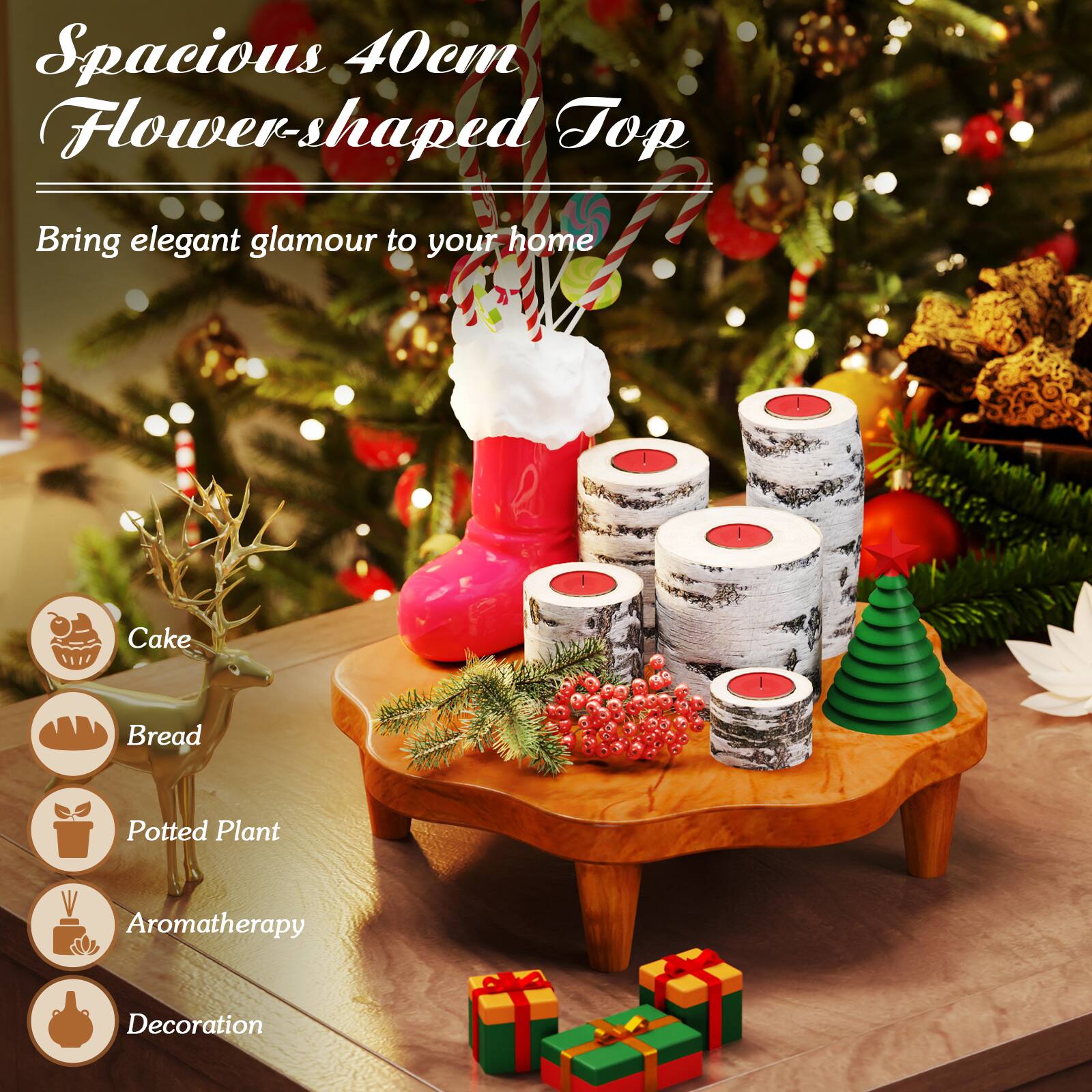 Spacious 40cm Flower-shaped Top

Bring elegant glamour to your home

Cake
Bread
Potted Plant
Aromatherapy
Decoration