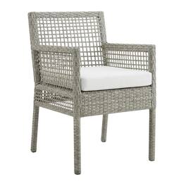 Outdoor Escape - Set Of 4 Outdoor Wicker Rattan Dining Armchairs For Patio - Gray White