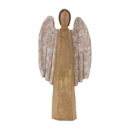 BreeBe - Carved Wood Angel Statue 18"H - Brown, White