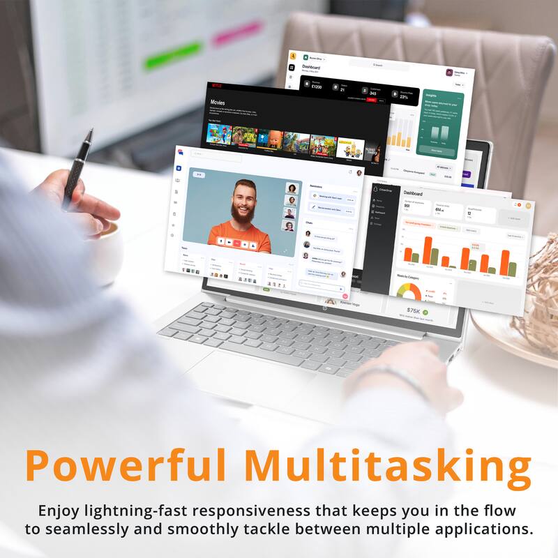 4 - Buetan - - . - am Movies - E I i - 3 - 2% m - - -  - - Dauoand - - - - - - - -  + ... .SR - - - - - - -. 1 - - - .. A - . - - - .. - e . . $75K - - Powerful Multitasking

Enjoy lightning-fast responsiveness that keeps you in the flow to seamlessly and smoothly tackle between multiple applications.