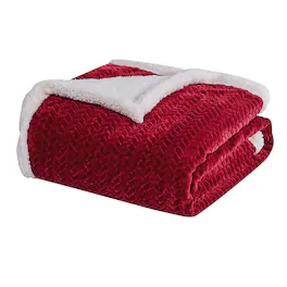 Noble House - Soft Braided and Comfortable Plush All Season Sherpa 50" X 60" Throw Blanket - Burgundy