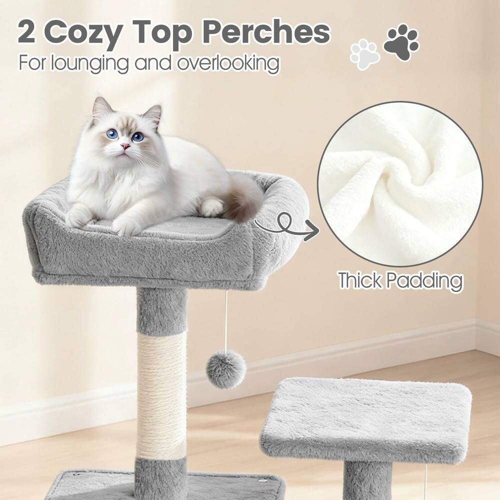 2 Cozy Top Perches  
For lounging and overlooking  

Thick Padding