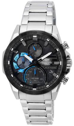 Casio - Edifice Chronograph Analog Solar Powered EQS-940DB-1B EQS940DB-1B 100M Men's Watch - Black/Silver