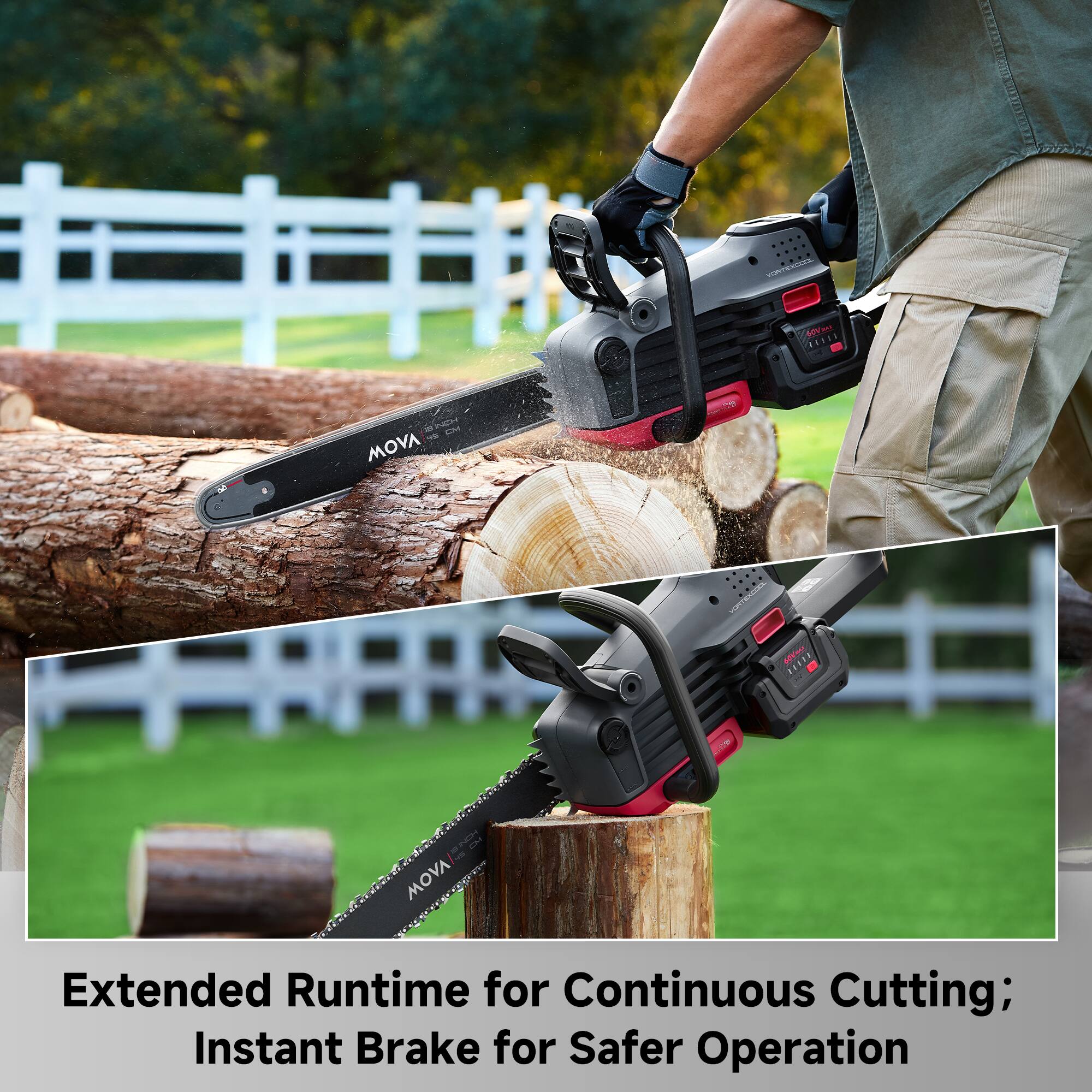 Extended Runtime for Continuous Cutting; Instant Brake for Safer Operation
