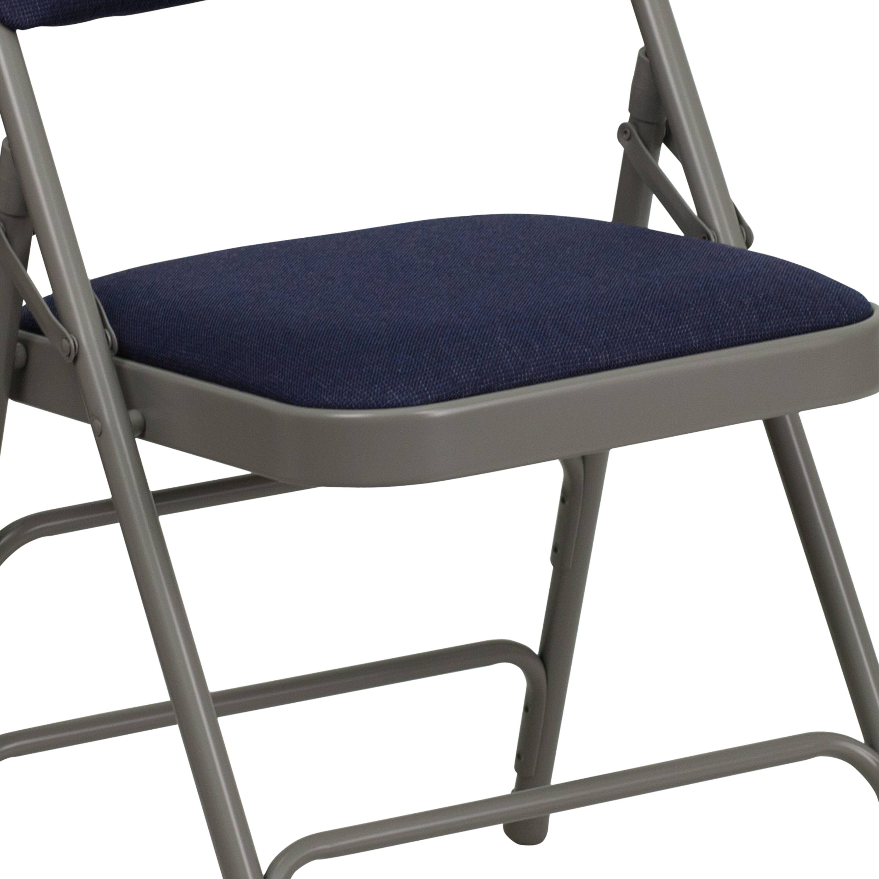 Alt View 10. Emma + Oliver - 4 Pack Home & Office Portable Party Events Padded Metal Folding Chair - Navy Fabric/Gray Frame.
