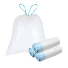 Unique Bargains - 160pcs Trash Bags with Drawstring, 5.2 Gallon 20" Unscented Bathroom Bin Liners for Home Office Kitchen - White