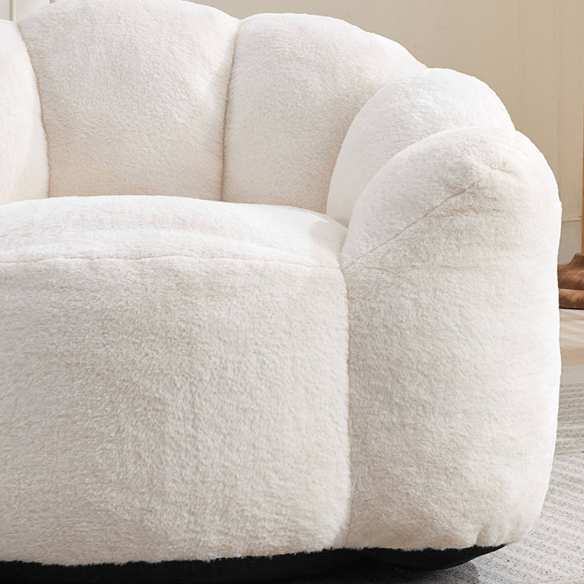Alt View 5. GOODSILO - Lotus Style Compression Sofa Bean Bag Chair with Pull Ring for Easy Mobility and No Assembly Required - White.