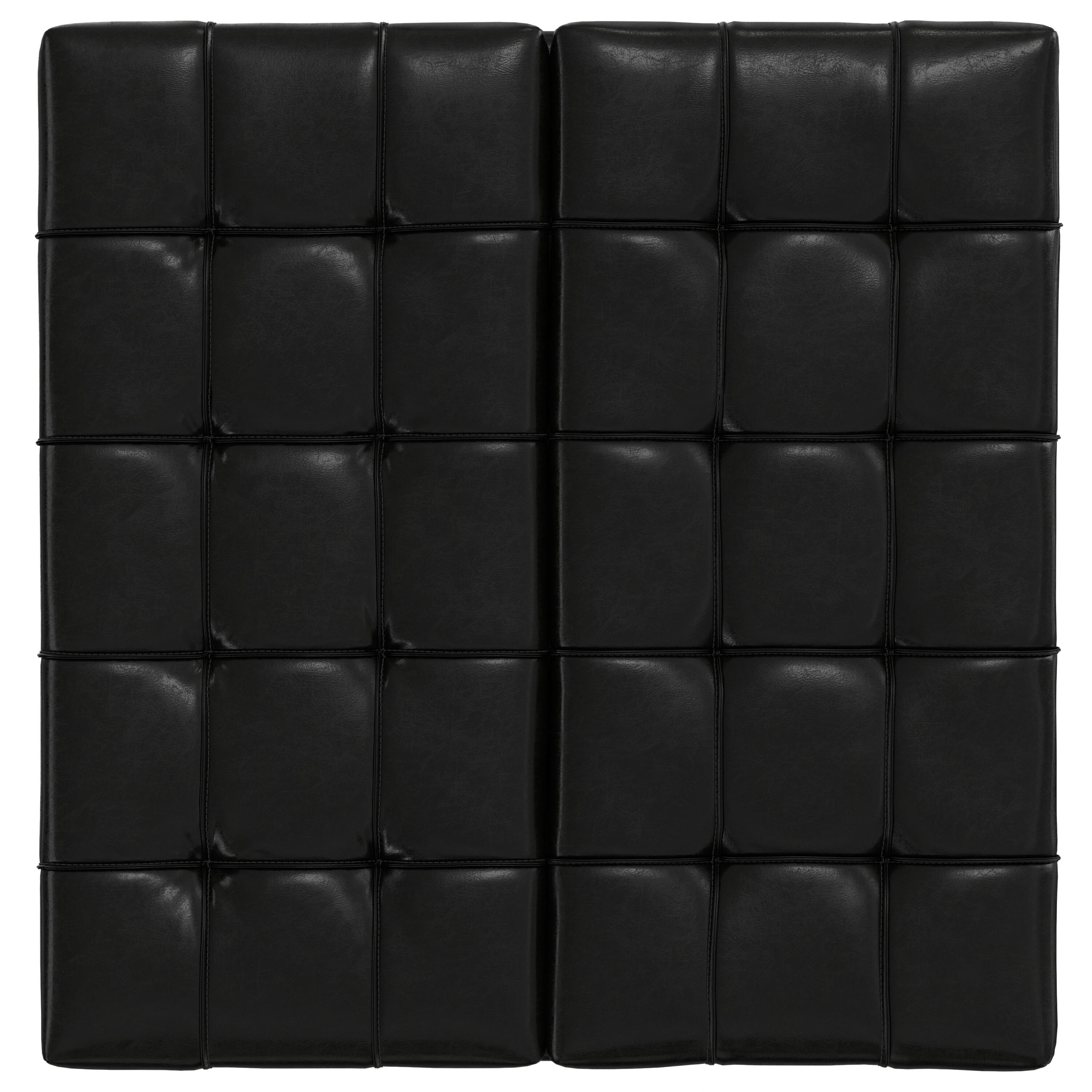 Alt View 1. Simpli Home - Laura 36 inch Transitional Square Mid Century Lift Top Storage Ottoman in Midnight Black Vegan Faux Leather, Assembled - Midnight Black.