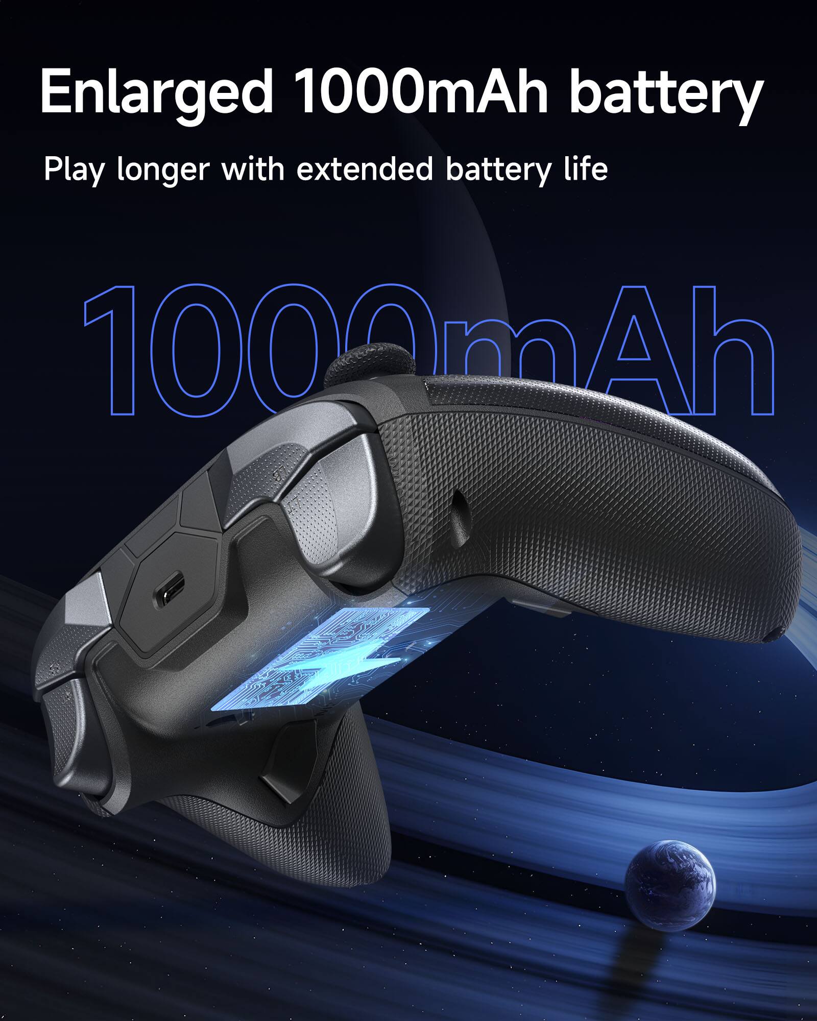 Enlarged 1000mAh battery  
Play longer with extended battery life  

1000mAh
