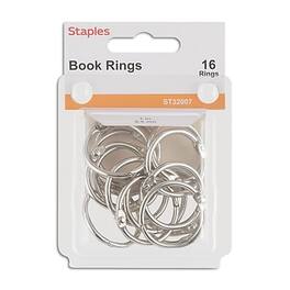Staples - Book Rings, 1", 16/Pack - Silver