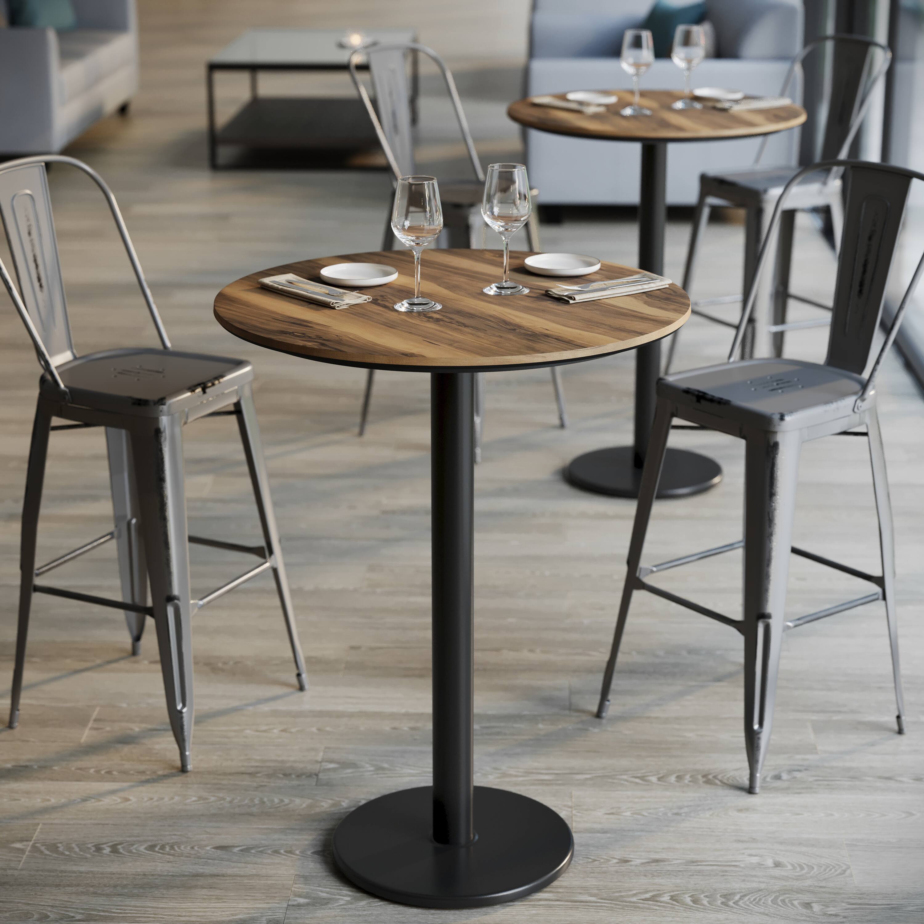 Alt View 4. Emma + Oliver - PureShield Tabletop with Seam-Free Surface Innovation and Bar Height Base - Natural/Black Base.