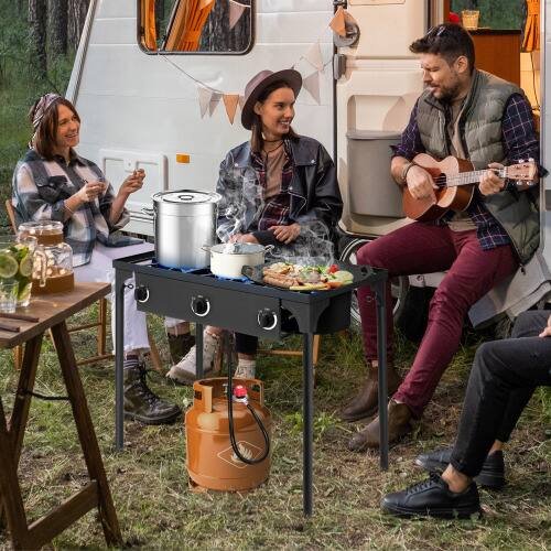 Alt View 10. Winado - Portable Propane 225,000-BTU 3 Burner Gas Cooker Stove Grill for Outdoor Camping - Black.