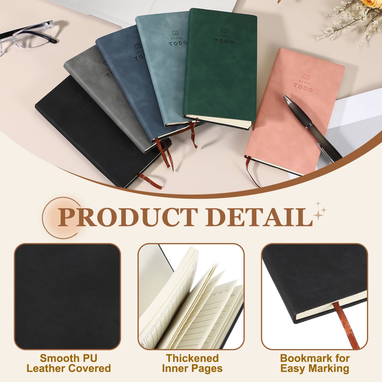 Unique Bargains 2pcs Planner Notebook, A6 100 Sheets Undated To Do List ...