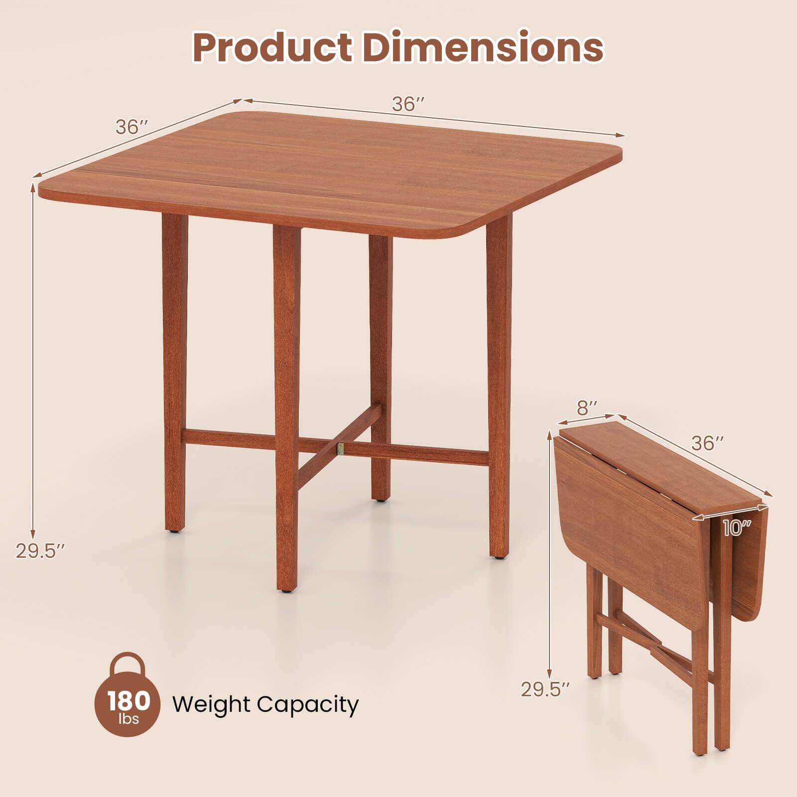 Product Dimensions  
36" x 36" x 29.5"  
Weight Capacity: 180 lbs