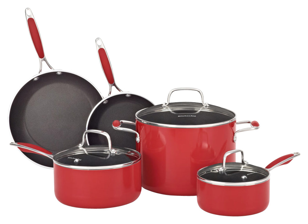 Mosta Aluminum Alloy Non-Stick Cookware Set, Pots and Pans - 8 Piece Set (Red)