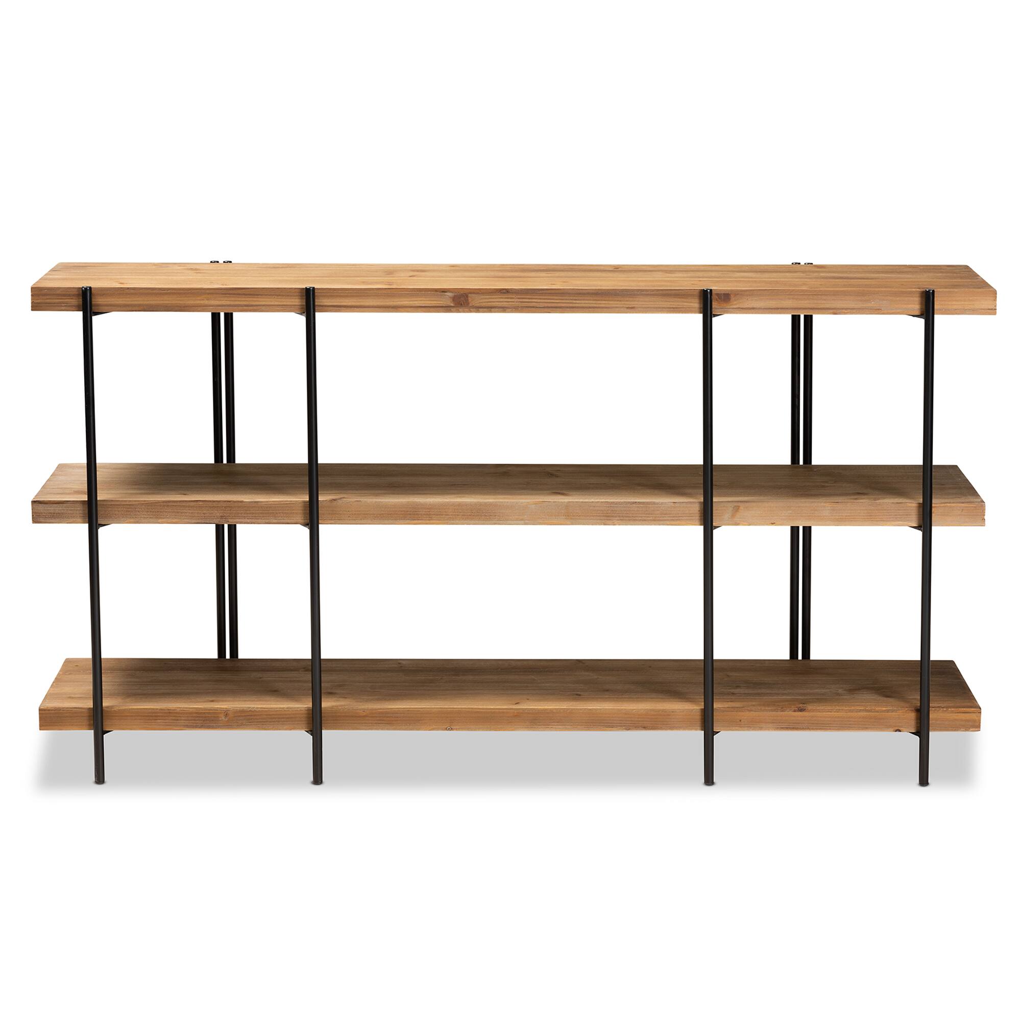 Back. Baxton Studio - Tarah Modern Rustic and Industrial Finished Wood and Finished Metal Console Table - Natural Brown/Black.