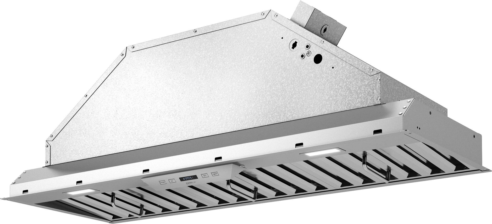 Angle. Zephyr - Tornado III 40 in. Shell Only Insert Range Hood with LED Lights - Stainless Steel.