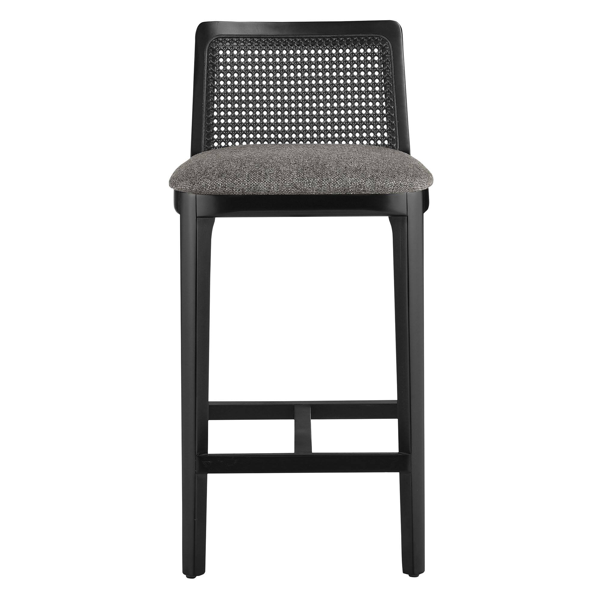 Alt View 4. Modway - Monarch Wood and Rattan Counter Stool by Modway - Black Black Gray.