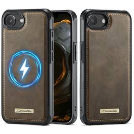 Dteck - PU Leather Texture Case for Apple iPhone 17e, Elegant Slim Shockproof Magnetic Cover, Mag-Safe Compatible Design - Coffee