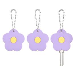 Unique Bargains - 3pcs Key Covers Caps, PVC Flower Key Identifiers Markers for 1.26" Flat Keys Office Apartment - Purple