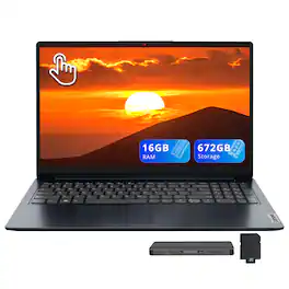 Lenovo - IdeaPad 1i 15.6" FHD Touchscreen Laptop,Intel i5-1335U,16GB RAM,512GB SSD+160GB Docking Station,Win 11 - Blue