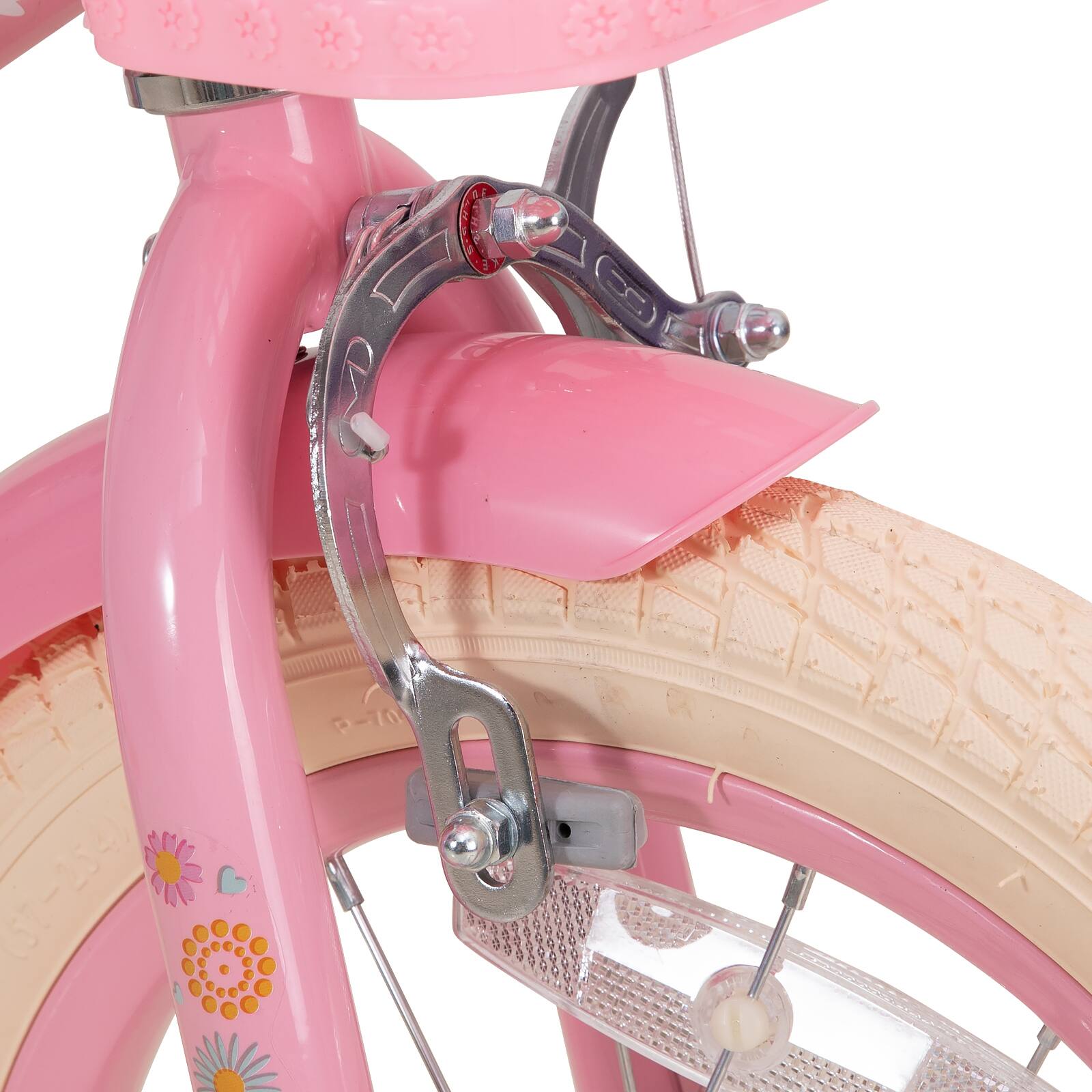 Alt View 7. JOYSTAR - JOYSTAR Little Daisy Kids Bike for Girls Boys Ages 3-5, Children's Bicycle with Doll Seat & Streamers, 14" Pink White - White.