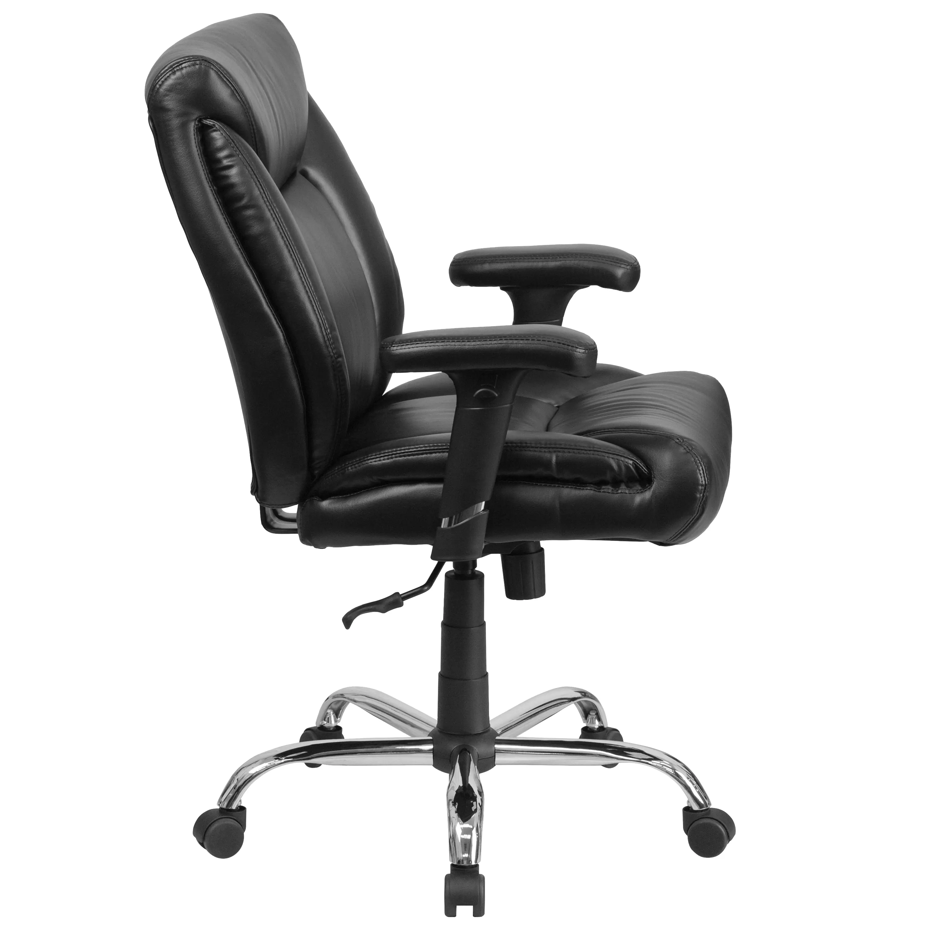 Alt View 6. Emma + Oliver - 400 lb. Big & Tall Mid-Back Deep Tufted Ergonomic Task Office Chair & Arms - Black LeatherSoft.