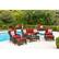 Alt View 13. Hanover - Strathmere 6-Piece Rectangular Patio Set - Crimson Red/Brown.