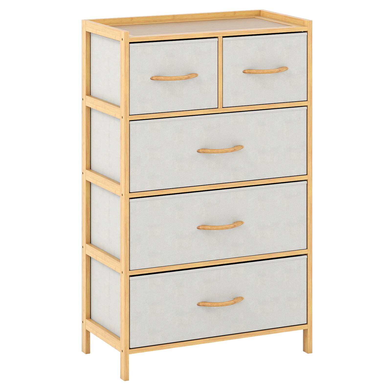 Alt View 9. Gymax - Gymax 5-Drawer Bamboo Chest of Drawers Storage Organizer Unit for Entryway Living Room - Yellow.