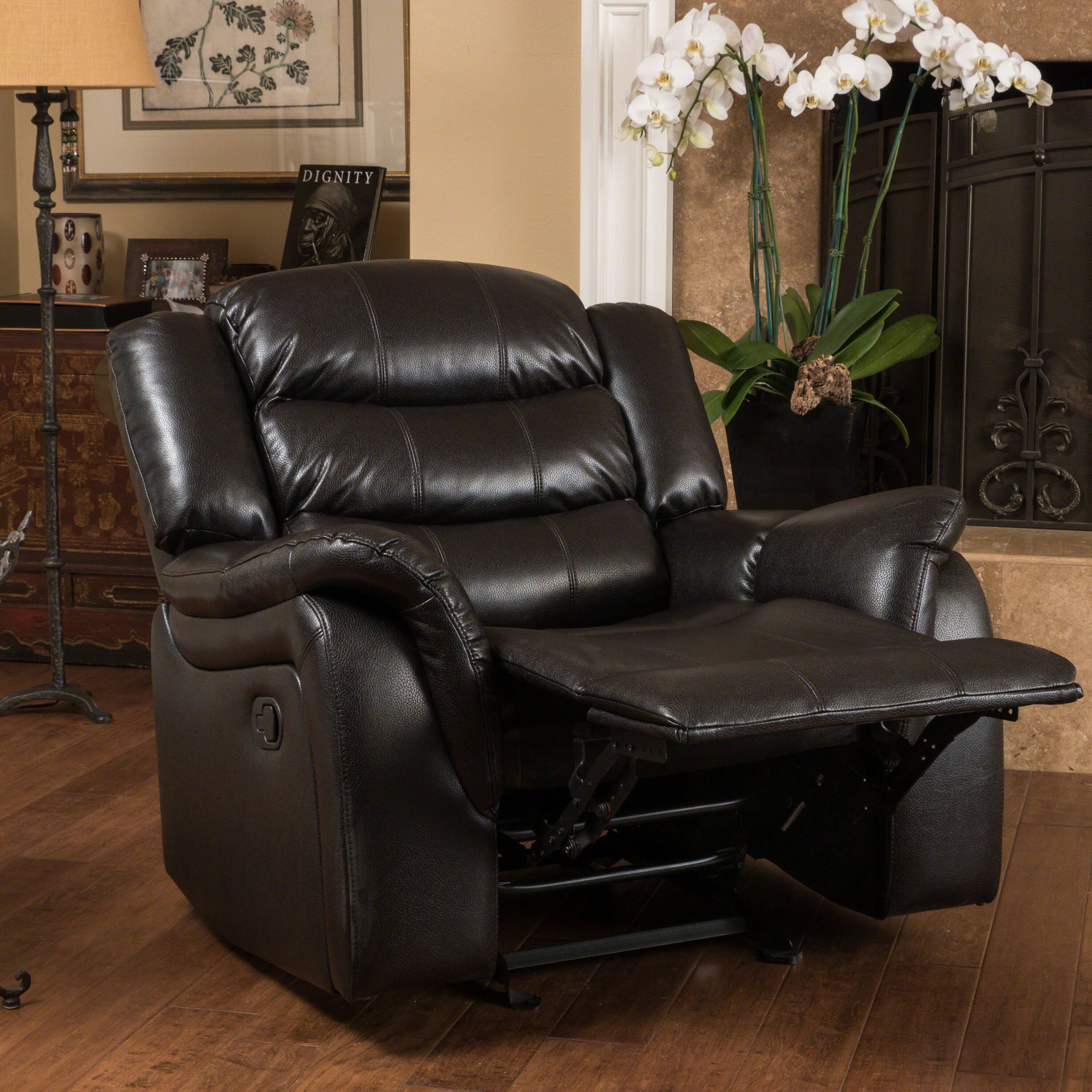 Alt View 1. APRILSOUL - Classic Design Recliner Black Berry Pu Upholstery Glider Recliner - Brown.