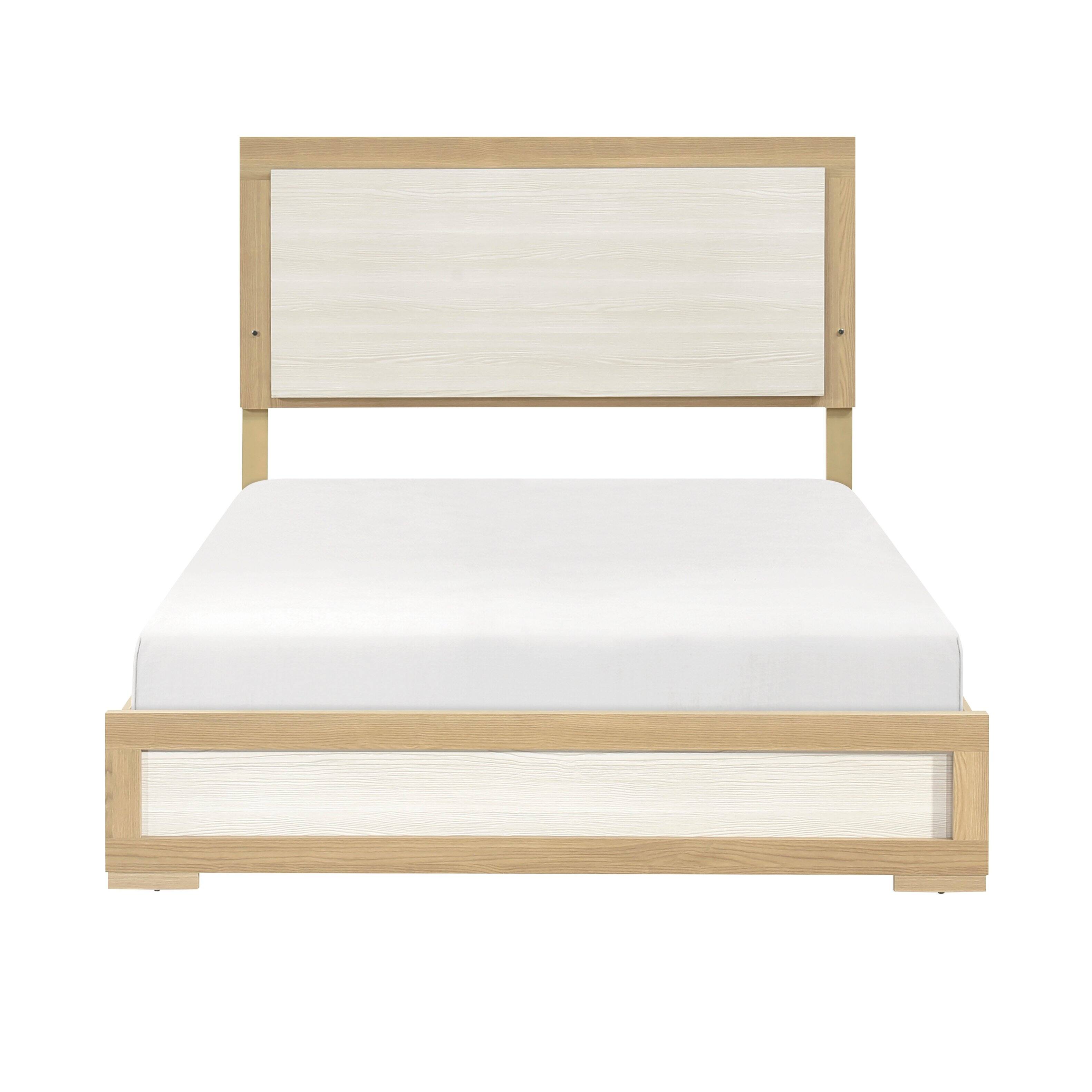 Alt View 2. APRILSOUL - Contemporary Natural and White Finish Full Size Bed LED Panel Headboard Wooden Bedroom Furniture 1pc - Natural,White.