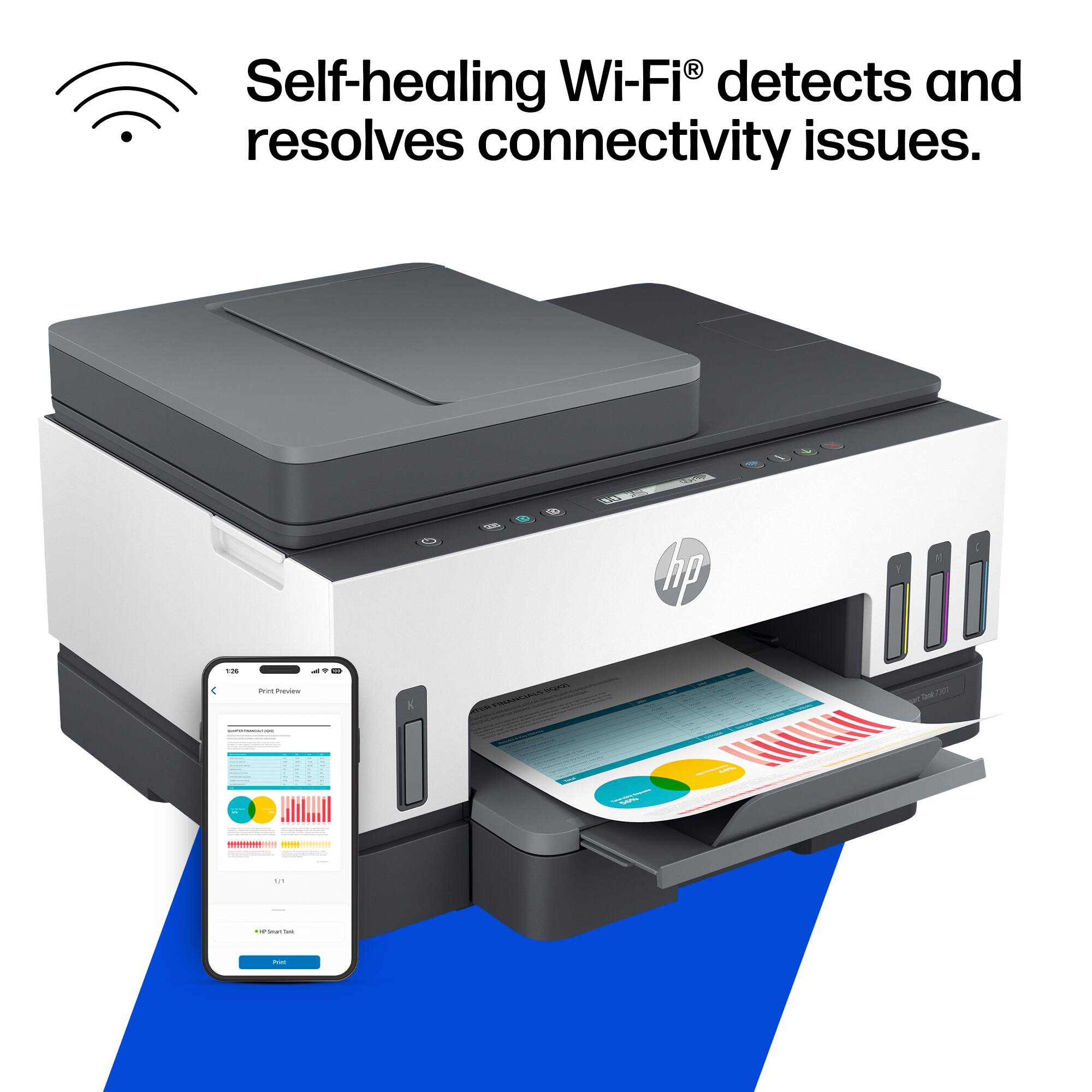 Self-healing Wi-Fi® detects and resolves connectivity issues.