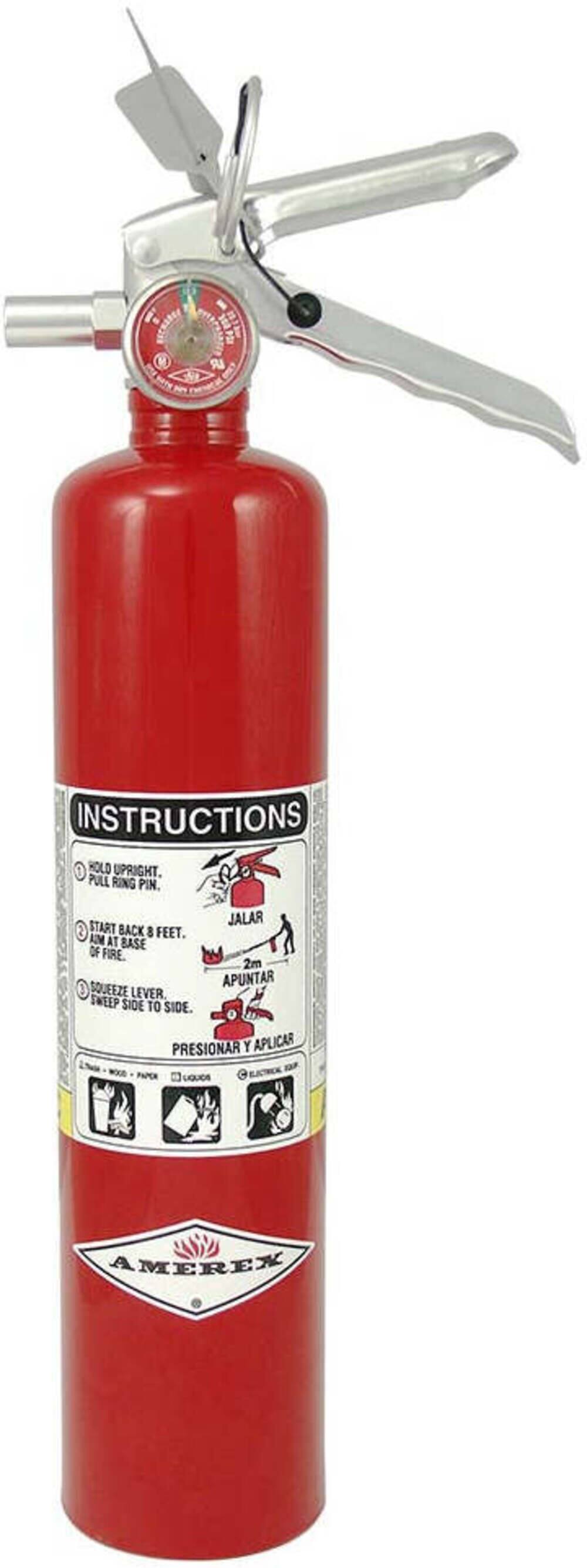 INSTRUCTIONS
HOLD UPRIGHT. PULL RING PIN.
START BACK 8 FEET. AT BASE OF FIRE. SQUEEZE LEVER SWEEP SIDE TO SIDE.
JALAR 2m APUNTAR
PRESIONAR Y APLICAR
AMEREX