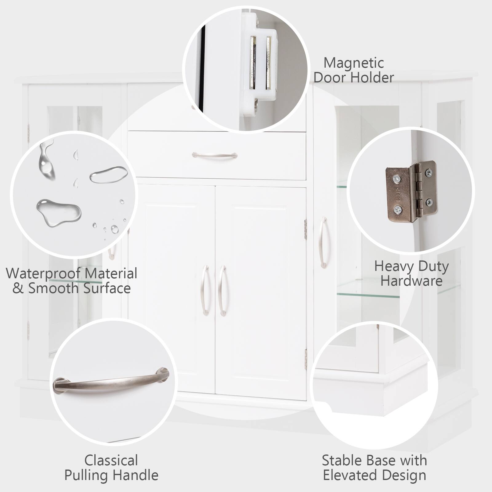 Magnetic Door Holder, Heavy Duty Hardware, Classical Pulling Handle, Stable Base with Elevated Design, Waterproof Material & Smooth Surface