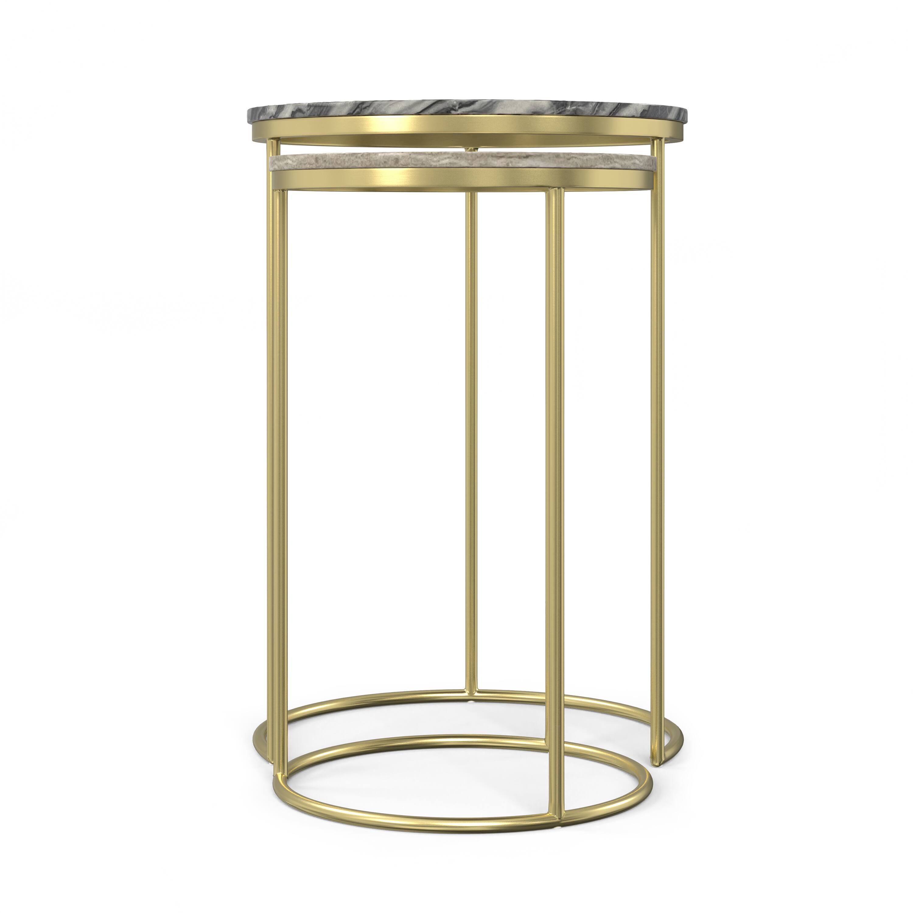 Alt View 1. Simpli Home - Ashley Modern Contemporary 16 inch Wide Metal 2 Pc Nesting Table in Gold , Fully Assembled - Gold.