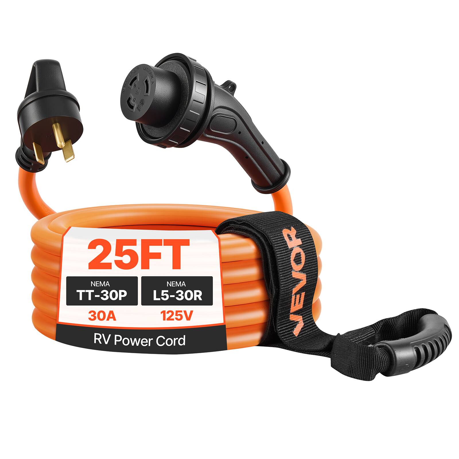 25FT NEMA TT-30P L5-30R 30A 125V RV Power Cord